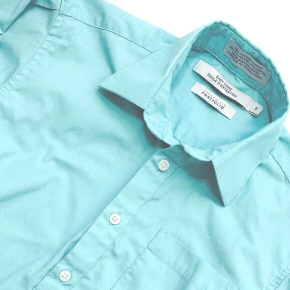 Perry Ellis Aqua Haze Button-Down Dress Shirt - Picture 4 of 5